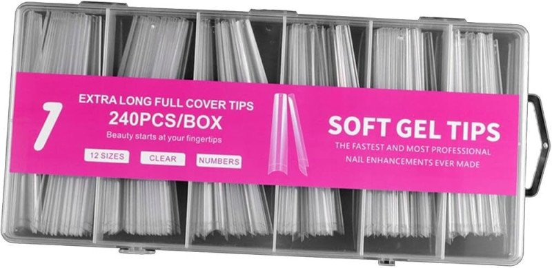 Acrylic Cofine Soft Gel Tips Extra Long Full 1 - 240pcs